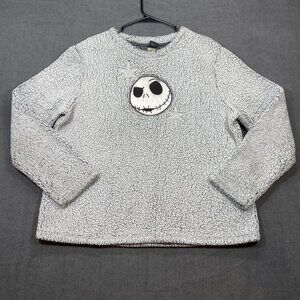 Disney Tim Burtons Christmas Jack Skellington Faux Sherpa Pullover Gray Size XL